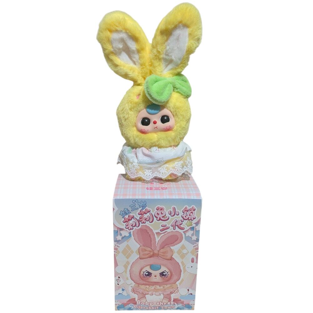 Baby Three Lily Rabbit Town Plush Bunny Doll Yellow With Box Kawaii Keychain - Picture 2 of 4